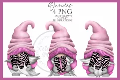 Pink Zebra Mothers Day Gnomes | Hand Drawn Clipart PNG Product Image 1