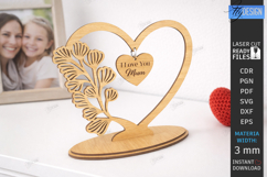 Mother's Day Hanging Heart Laser Cut | Floral Heart SVG |CNC Product Image 1