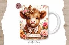 Happy Mother's Day Highland Cow Mug Wrap | Mothers Day PNG Product Image 1