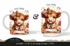 Happy Mother's Day Highland Cow Mug Wrap | Mothers Day PNG Product Image 3