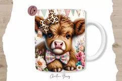 Vintage Highland Cow Mug Wrap | Mothers Day PNG Product Image 1