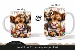 Vintage Highland Cow Mug Wrap | Mothers Day PNG Product Image 3