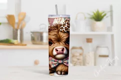 Vintage Highland Cow Tumbler Wrap PNG Product Image 2