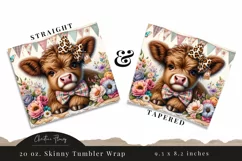 Vintage Highland Cow Tumbler Wrap PNG Product Image 3