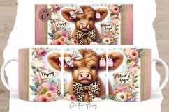 Happy Mother's Day Highland Cow Mug Wrap | Mothers Day PNG Product Image 1