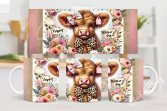 Happy Mother's Day Highland Cow Mug Wrap | Mothers Day PNG Product Image 2
