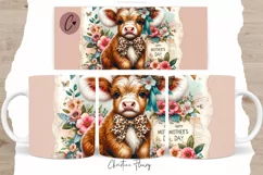 Vintage Highland Cow Mug Wrap | Mothers Day PNG Product Image 1