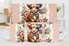 Vintage Highland Cow Mug Wrap | Mothers Day PNG Product Image 2