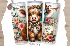 Vintage Highland Cow Tumbler Wrap PNG Product Image 1