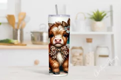 Vintage Highland Cow Tumbler Wrap PNG Product Image 2