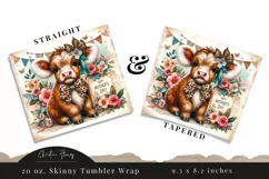Vintage Highland Cow Tumbler Wrap PNG Product Image 3