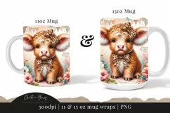 Highland Cow Mom Mug Wrap | Mothers Day PNG Product Image 3