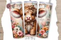 Highland Cow Mothers Day Tumbler Wrap PNG Product Image 1