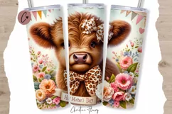 Highland Cow Mom Tumbler Wrap PNG Product Image 1