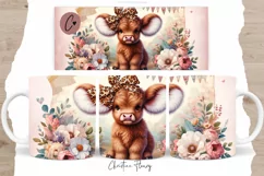 Happy Mother's Day Highland Cow Mug Wrap | Mothers Day PNG Product Image 1