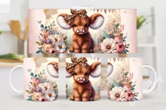 Happy Mother's Day Highland Cow Mug Wrap | Mothers Day PNG Product Image 2