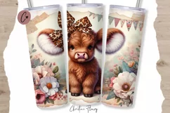 Mother's Day Highland Cow Tumbler Wrap PNG Product Image 1