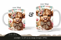 Vintage Highland Cow Mug Wrap | Mothers Day PNG Product Image 3