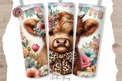 Vintage Highland Cow Tumbler Wrap PNG Product Image 1