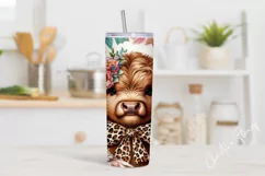 Vintage Highland Cow Tumbler Wrap PNG Product Image 2