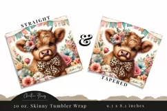 Vintage Highland Cow Tumbler Wrap PNG Product Image 3