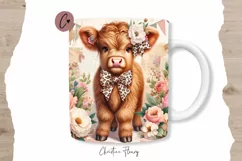 Vintage Highland Cow Mug Wrap | Mothers Day PNG Product Image 1