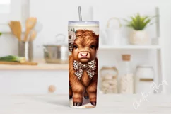 Vintage Highland Cow Tumbler Wrap PNG Product Image 2