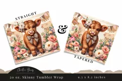 Vintage Highland Cow Tumbler Wrap PNG Product Image 3