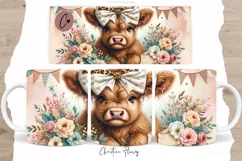 Highland Cow Mom Mug Wrap | Mothers Day PNG Product Image 1