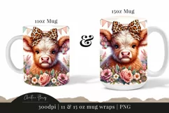 Highland Cow Mothers Day Mug Wrap | Mothers Day PNG Product Image 3