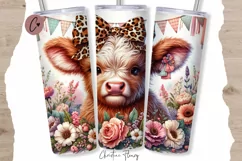 Highland Cow Mom Tumbler Wrap PNG Product Image 1