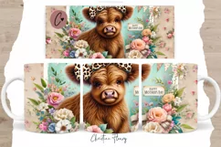 Happy Mother's Day Highland Cow Mug Wrap | Mothers Day PNG Product Image 1