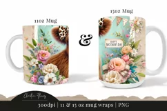 Happy Mother's Day Highland Cow Mug Wrap | Mothers Day PNG Product Image 3
