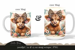 Vintage Highland Cow Mug Wrap | Mothers Day PNG Product Image 3