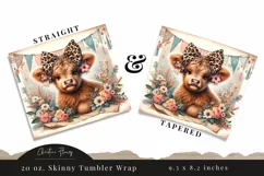 Vintage Highland Cow Tumbler Wrap PNG Product Image 3