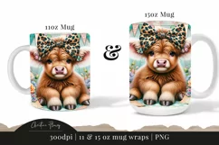 Highland Cow Mom Mug Wrap | Mothers Day PNG Product Image 3