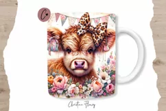 Happy Mother's Day Highland Cow Mug Wrap | Mothers Day PNG Product Image 1