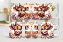 Happy Mother's Day Highland Cow Mug Wrap | Mothers Day PNG Product Image 2