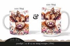 Happy Mother's Day Highland Cow Mug Wrap | Mothers Day PNG Product Image 3
