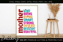 Mothers Day Word Art SVG Mama Mommy Mom T-shirt Mug Design Product Image 5