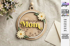 Mother's Day Floral Ornament Laser Cut | Gift Tag SVG | CNC Product Image 1