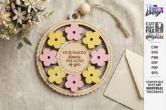 Mother's Day Floral Ornament Laser Cut | Gift Tag SVG | CNC Product Image 1