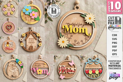 Mother's Day Floral Ornament Laser Cut Bundle | Gift Tag SVG Product Image 1