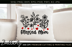 Blessed Mom SVG Floral Mothers Day T-shirt Tote Mug Designs Product Image 7