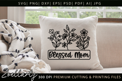 Blessed Mom SVG Floral Mothers Day T-shirt Tote Mug Designs Product Image 3