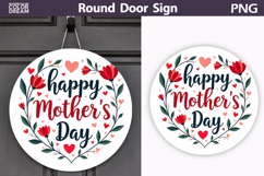 Happy Mothers Day Round Sign | Floral Door Hanger Product Image 1