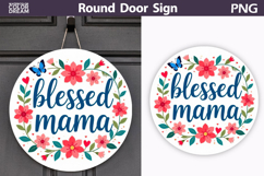 Blessed Mama Floral Sign | Round Door Hanger Product Image 1
