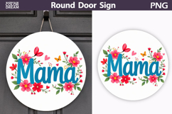 Mama Floral Round Sign | Cute Door Hanger Product Image 1