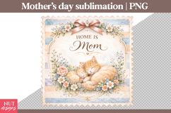 Home Is Mom Mothers Day Sublimation Cat mother and baby Product Image 2
