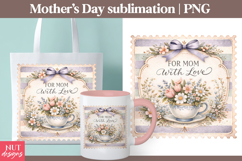 For Mom With Love Floral Vintage Mothers Day Stamp Product Image 2